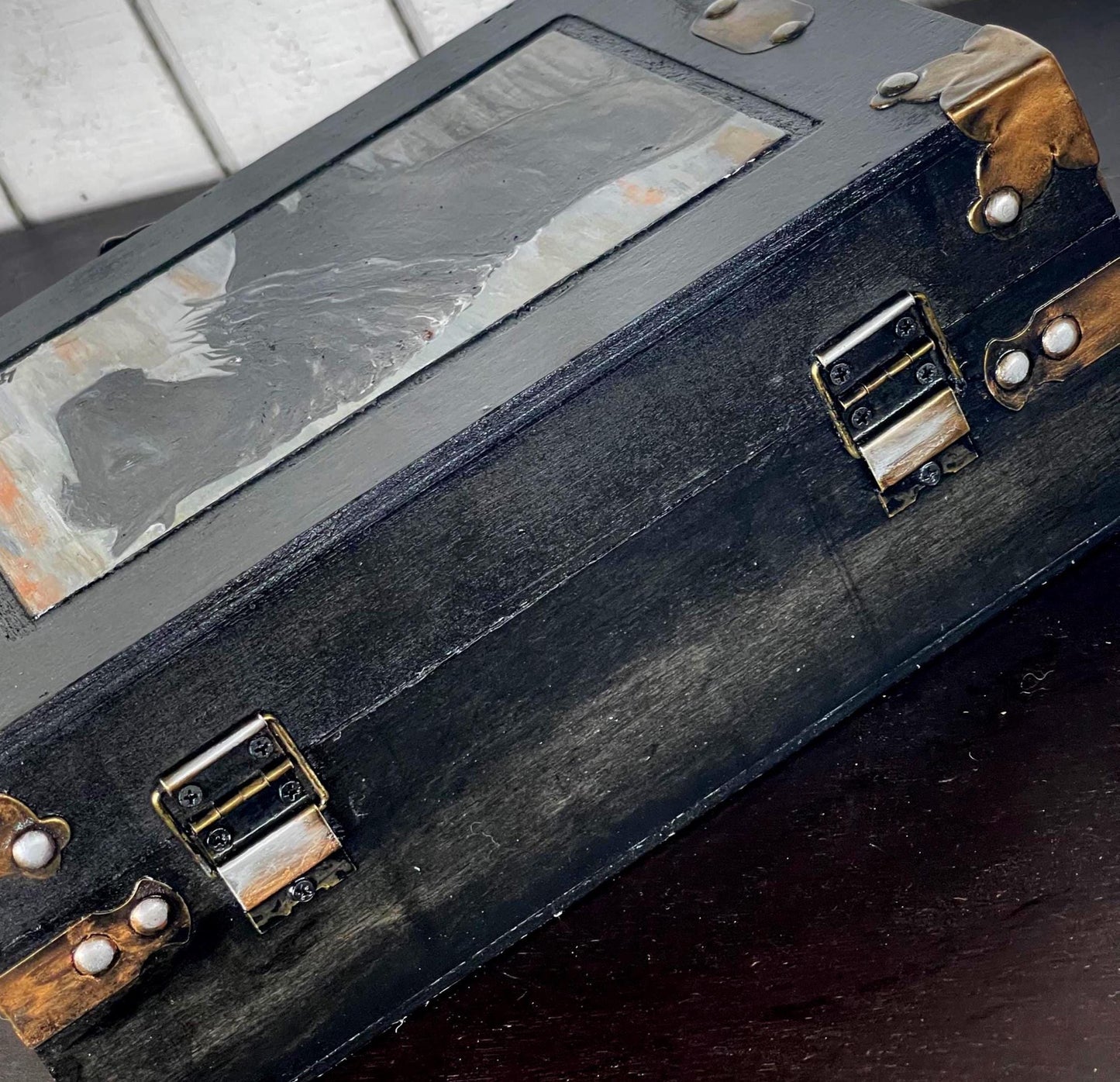 Artisan Horse Keepsake Box | Friesian Stallion “Salvatore” | Hand Painted Wood, Gloss Varnish, Velvet Interior