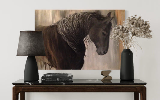 "Salvatore" Serene Black Friesian Horse- Fine Art Print
