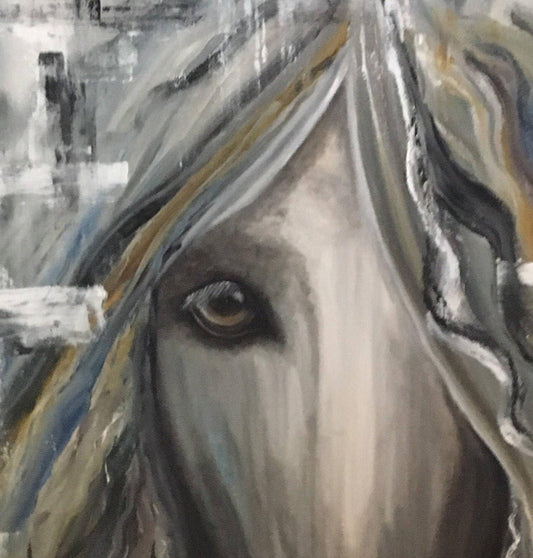 Horse oil painting, Abtract, original oil painting. Large oil painting on gallery canvas.