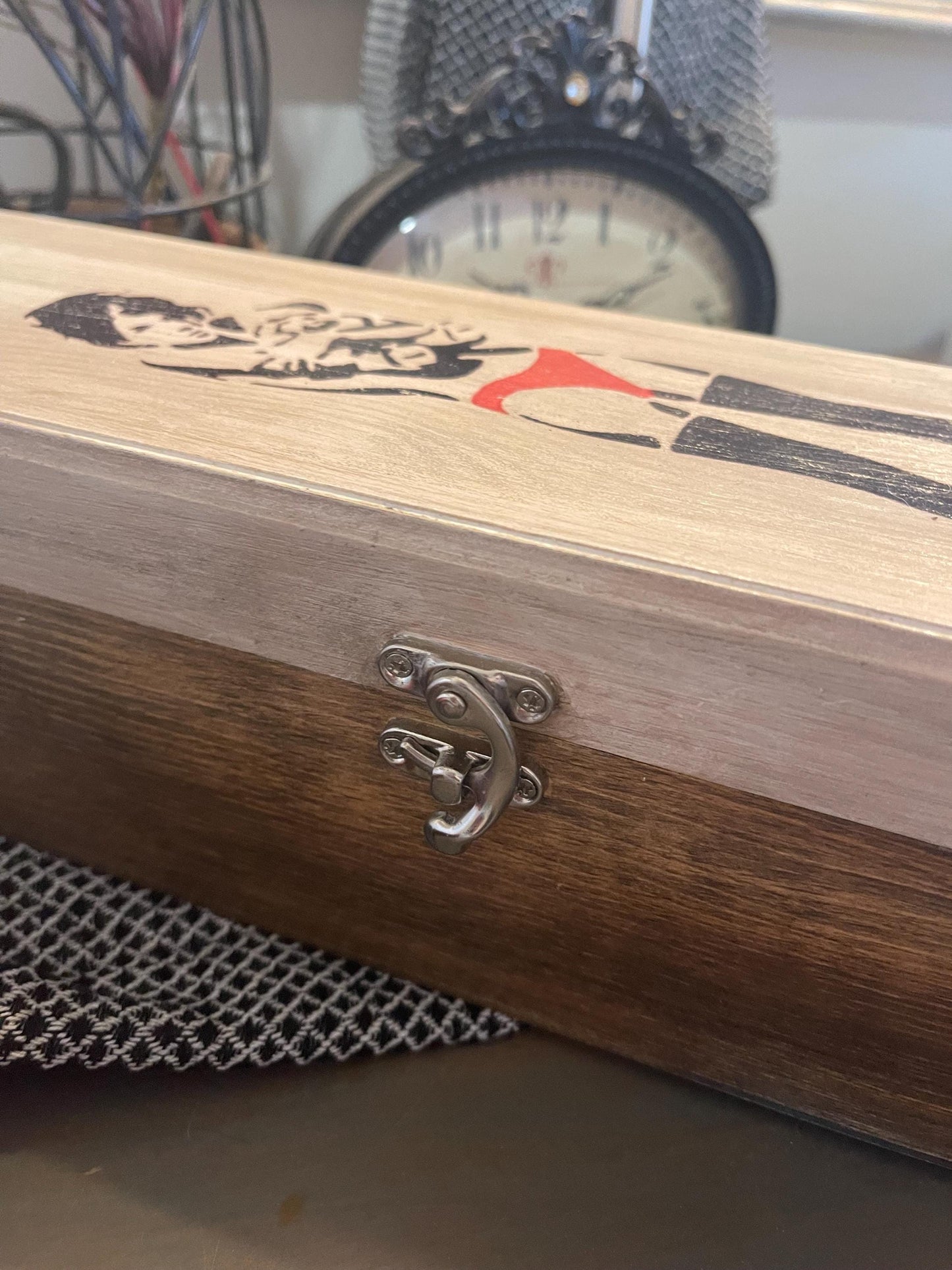 Banksy Inspired Art Box – Ink Transfer on Stained Wood | Velvet Lined Keepsake or Jewelry Box | Street Art Gift, Urban Decor
