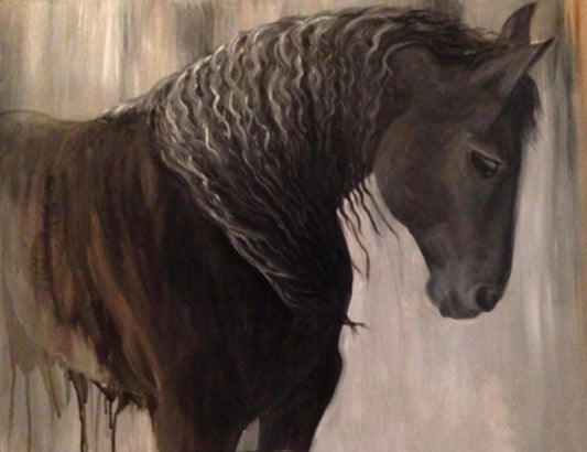 "Salvatore" Serene Black Friesian Horse- Fine Art Print