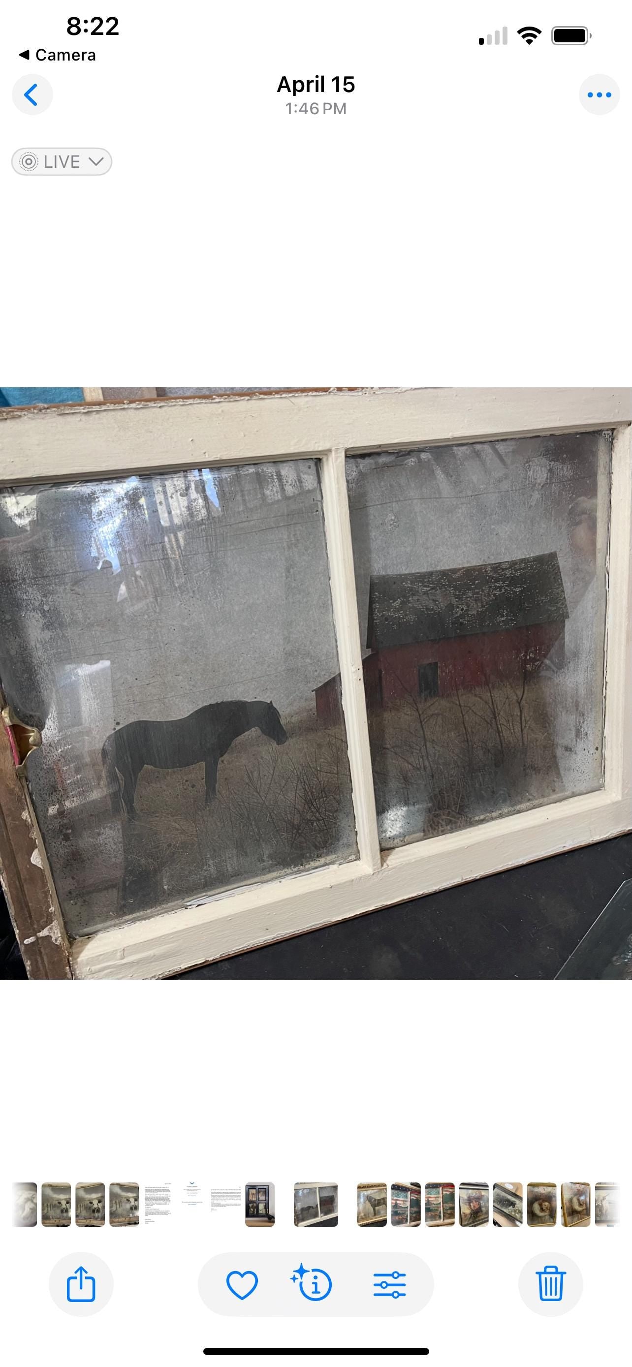 Through the Pasture Glass – Rustic Horse & Barn Antique Window Art | window wall hanging