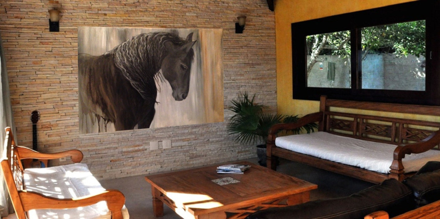 "Salvatore" Serene Black Friesian Horse- Fine Art Print