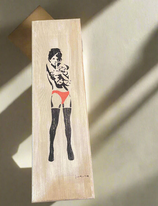 Banksy Inspired Art Box – Ink Transfer on Stained Wood | Velvet Lined Keepsake or Jewelry Box | Street Art Gift, Urban Decor