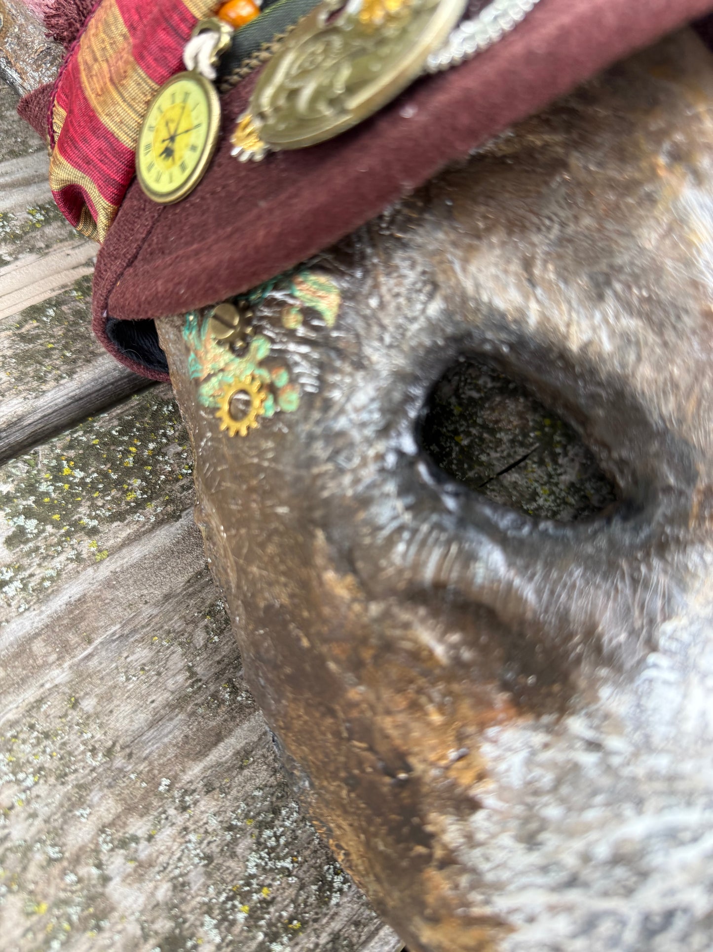 Steampunk Bunny Mask – Handmade Paper Mâché Fine Art Wall Sculpture | Cosplay Costume | Wearable Rabbit Sculpture with Removable Flip Up Glasses & Gear