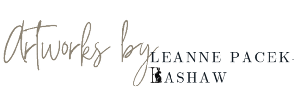 Logo for 'Artworks by Leanne Pacek-Hashaw' with a stylized rabbit silhouette.
