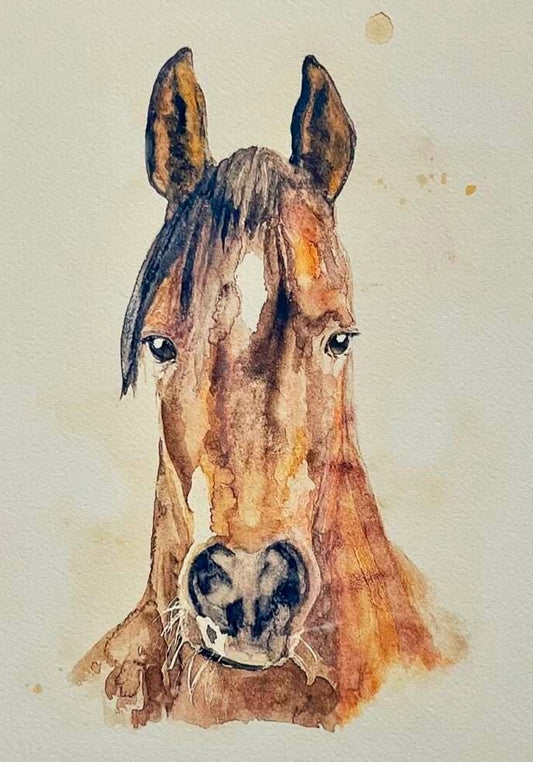 Red Horse - Print of Original Watercolor Painting, Bay Horse Print