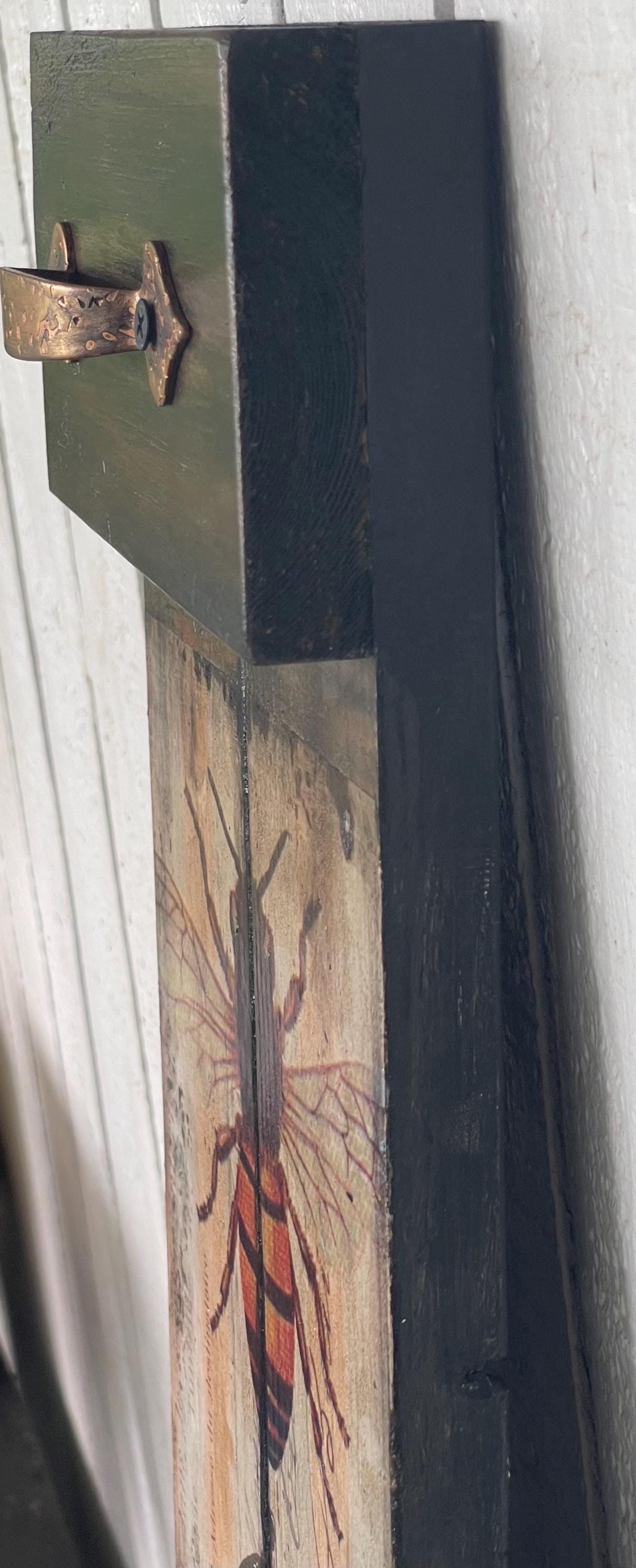 Rustic Honeybee Wall Art | Reclaimed Wood Mixed Media | Handmade Bee Gift | Decoupage & Acrylic Painting | Eco Decor