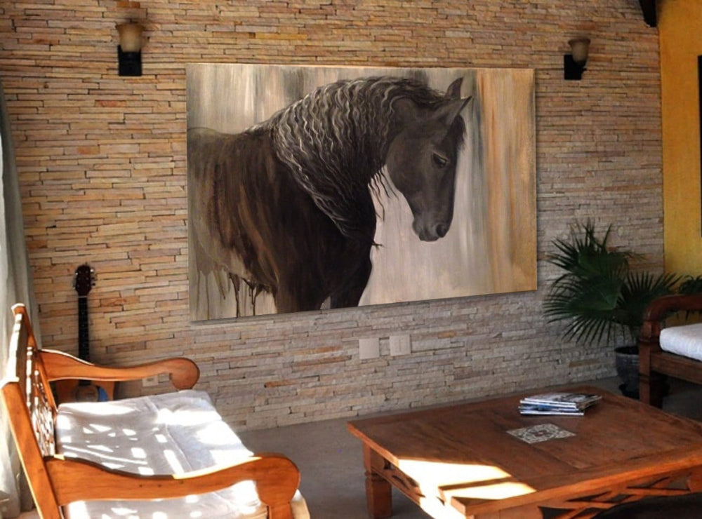 "Salvatore" Serene Black Friesian Horse- Fine Art Print
