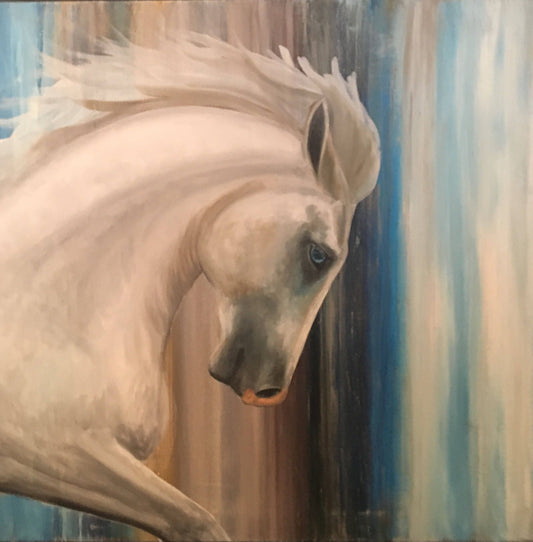 Horse on Canvas, Original Oil Painting, "Blue"