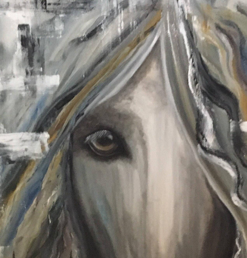Horse oil painting, Abtract, original oil painting. Large oil painting on gallery canvas.